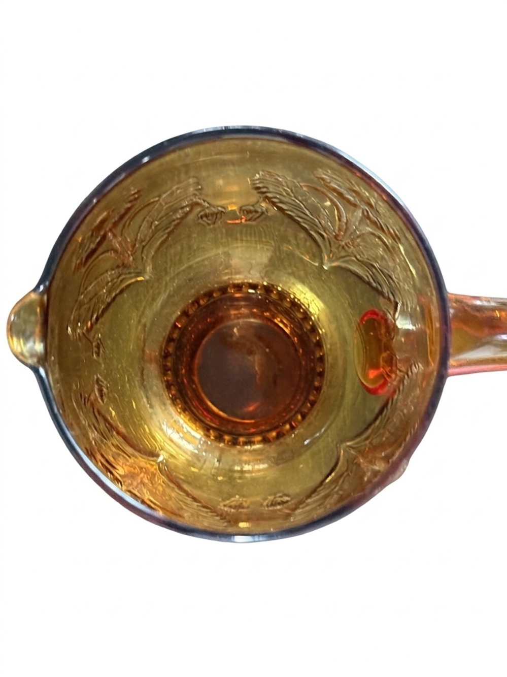 Anthropologie Helianthus Sunflower Amber Glass Water Pitcher 9.5" NEW - Picture 2 of 10